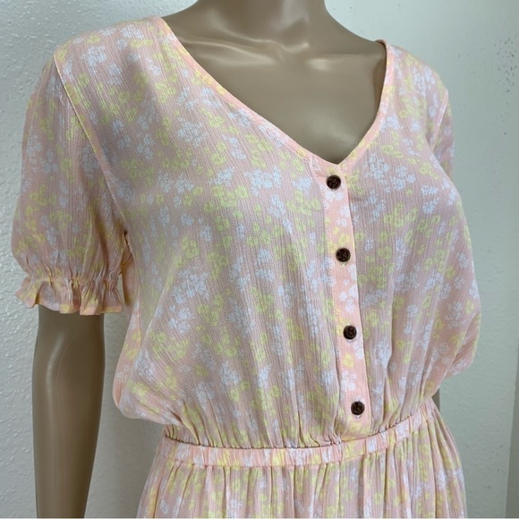 HURLEY Peasant mini Dress liberty floral Tropical Peach cottagecore pastels - Picture 5 of 11